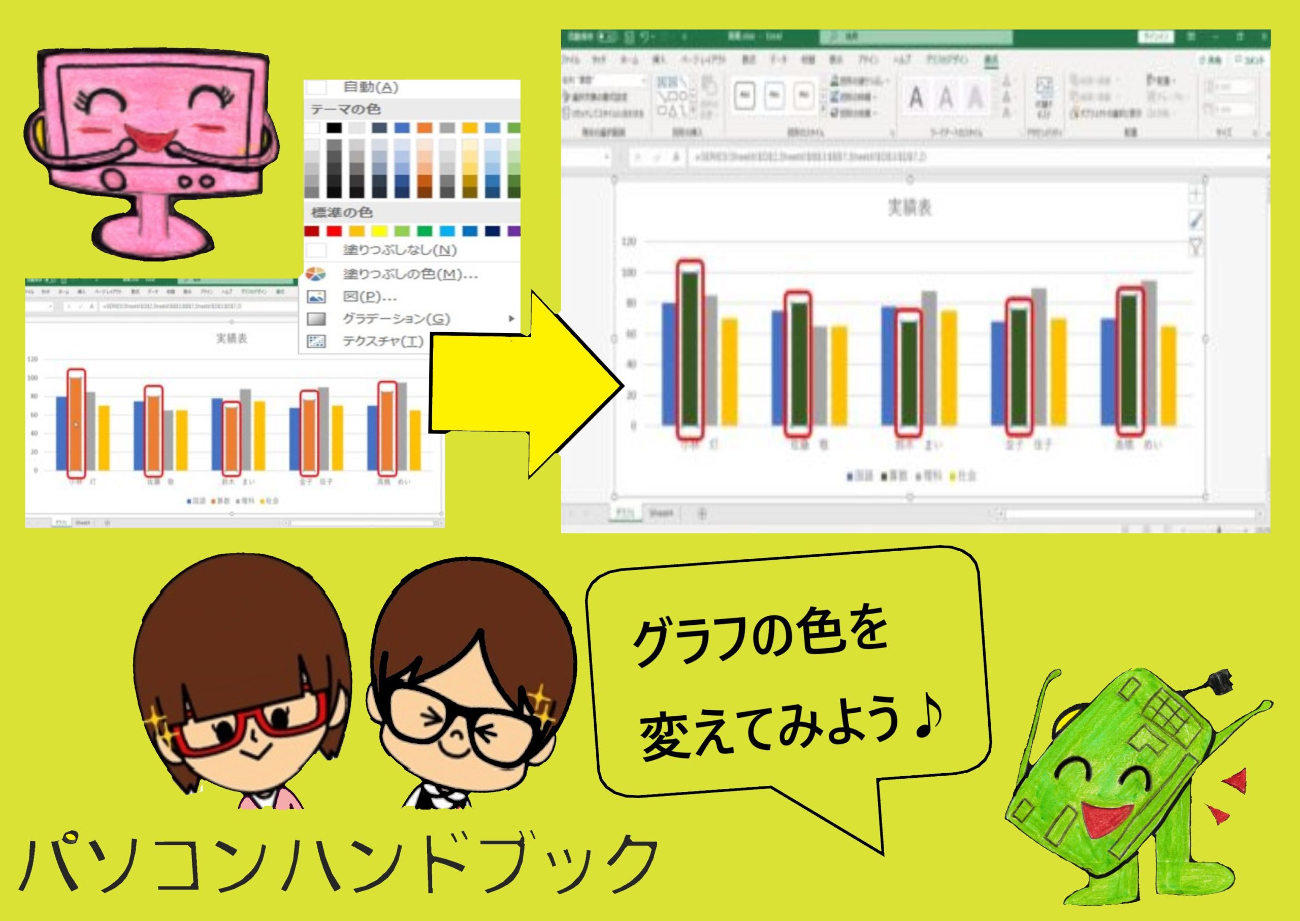 自分で好きに変えられる エクセルグラフの色分け法 パソコンハンドブック